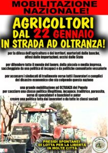 CRA Volantino inizio manifestazione trattori dal 22 gennaio