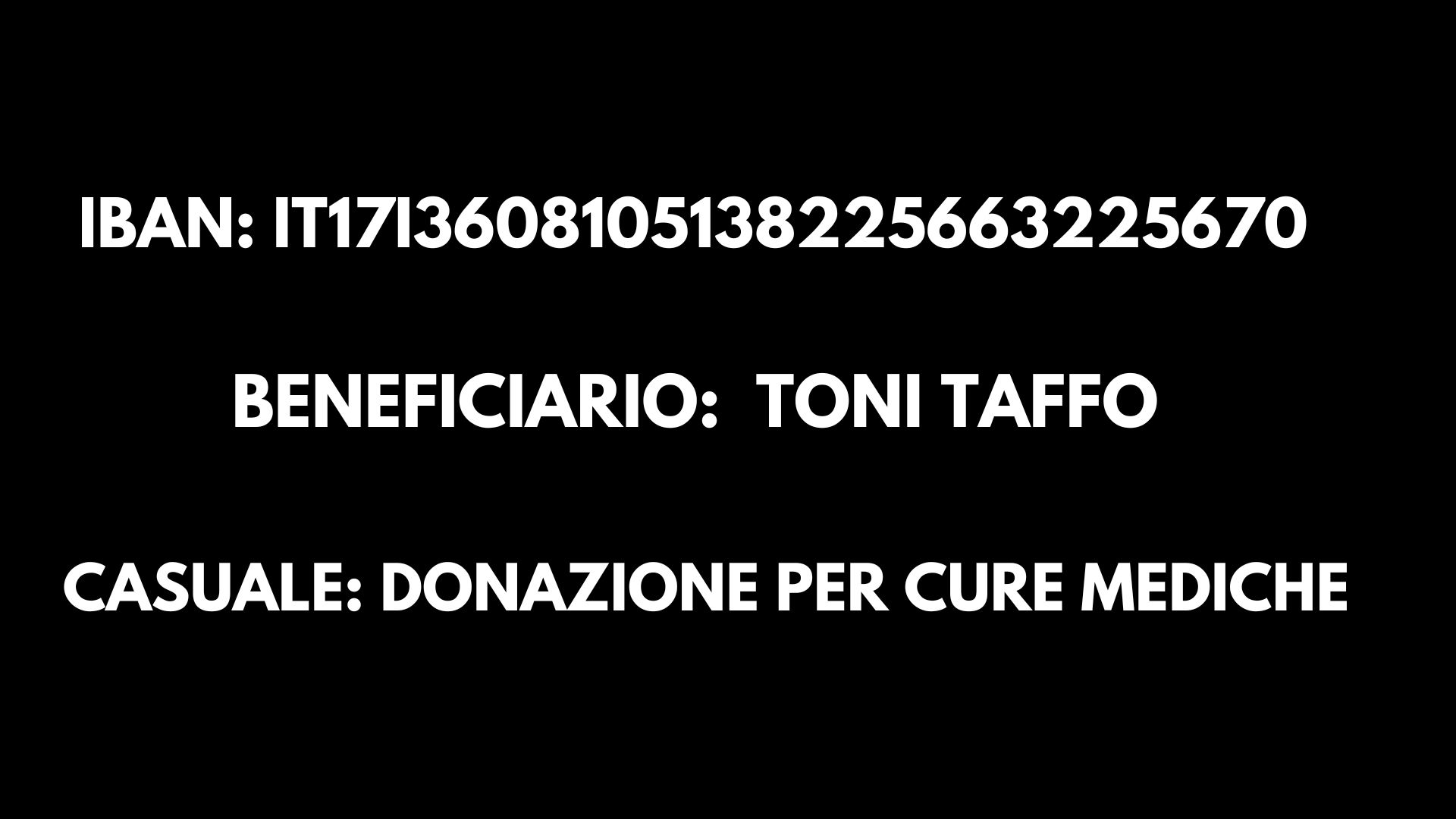 Iban per sostenere Toni Taffo che ha perso l'assegno di inclusione